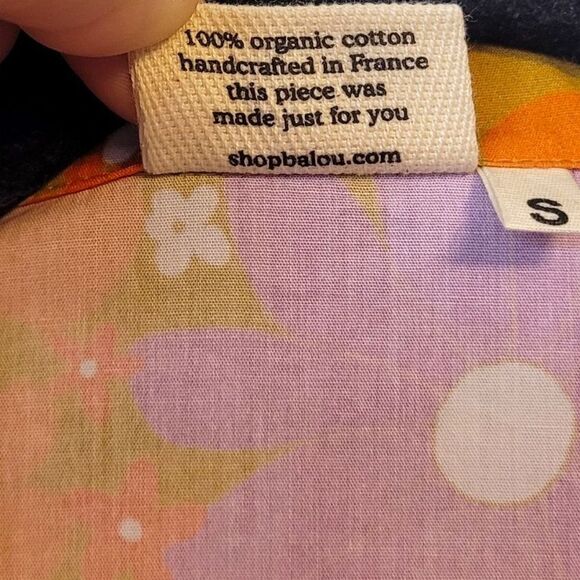 Balou Women's Marie Cotton Orange Vibrant Retro Floral Button Front Shirt Size S - Picture 4 of 5